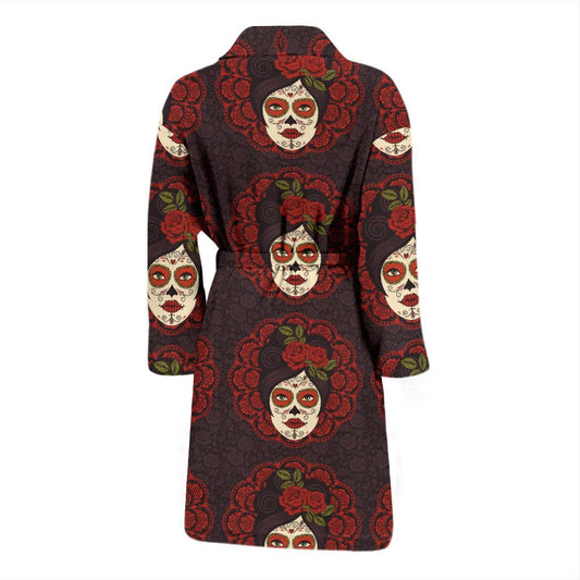 Day of the Dead Mexican Girl Men Bath Robe-JTAMIGO.COM