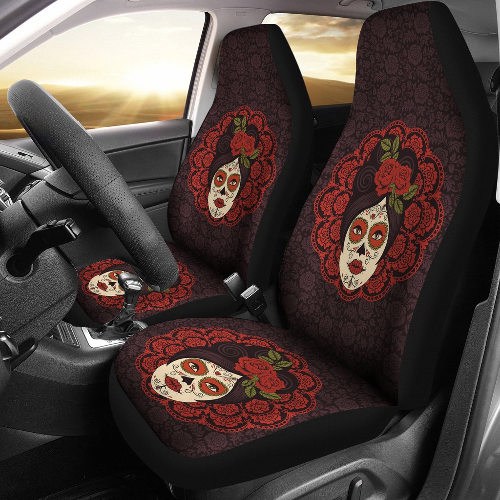 Day of the Dead Mexican Girl Universal Fit Car Seat Covers