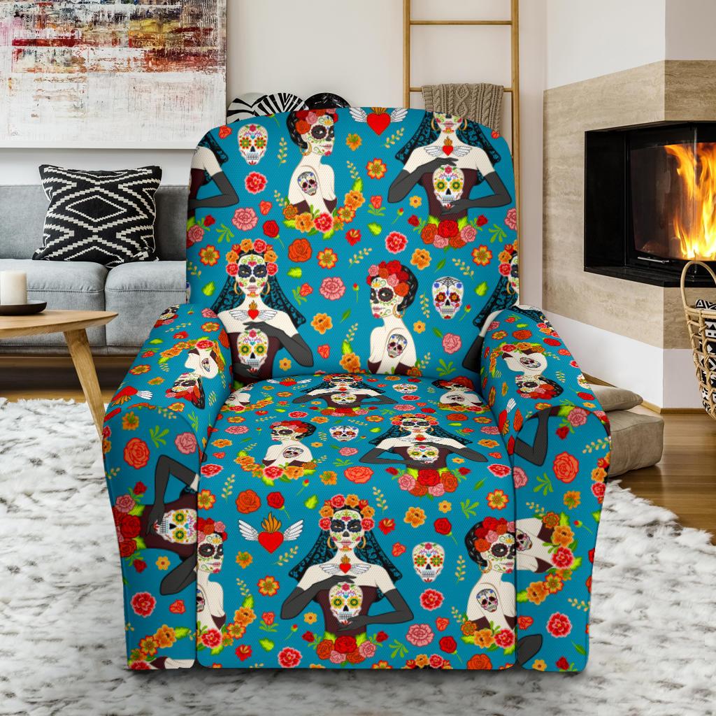 Day of the Dead Old School Girl Design Single Sofa Slipcover -JTAMIGO.COM