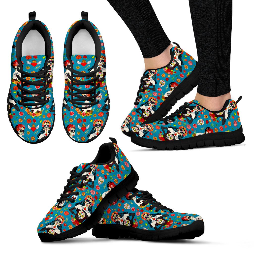 Day Of The Dead Old School Girl Design Women Sneakers Shoes