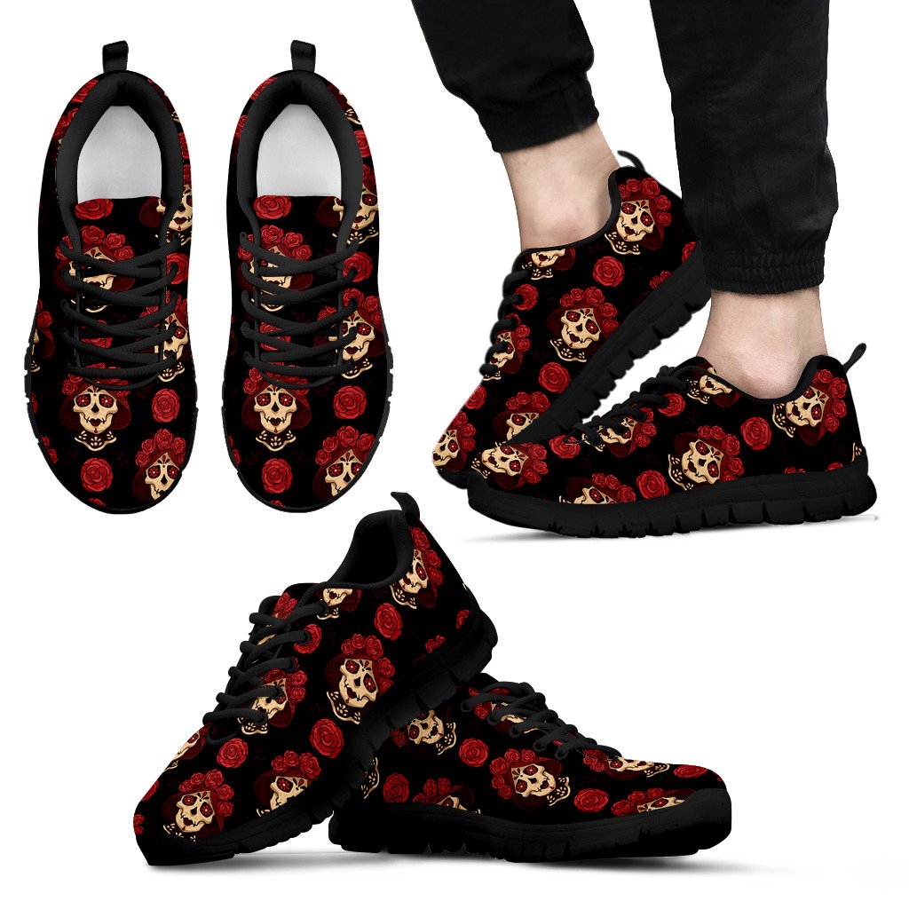 Day of the Dead Skull Girl Pattern Men Sneakers Shoes