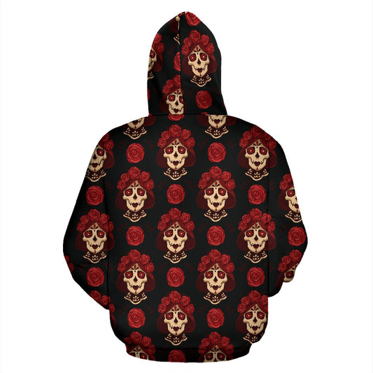 Day of the Dead Skull Girl Pattern Pullover Hoodie