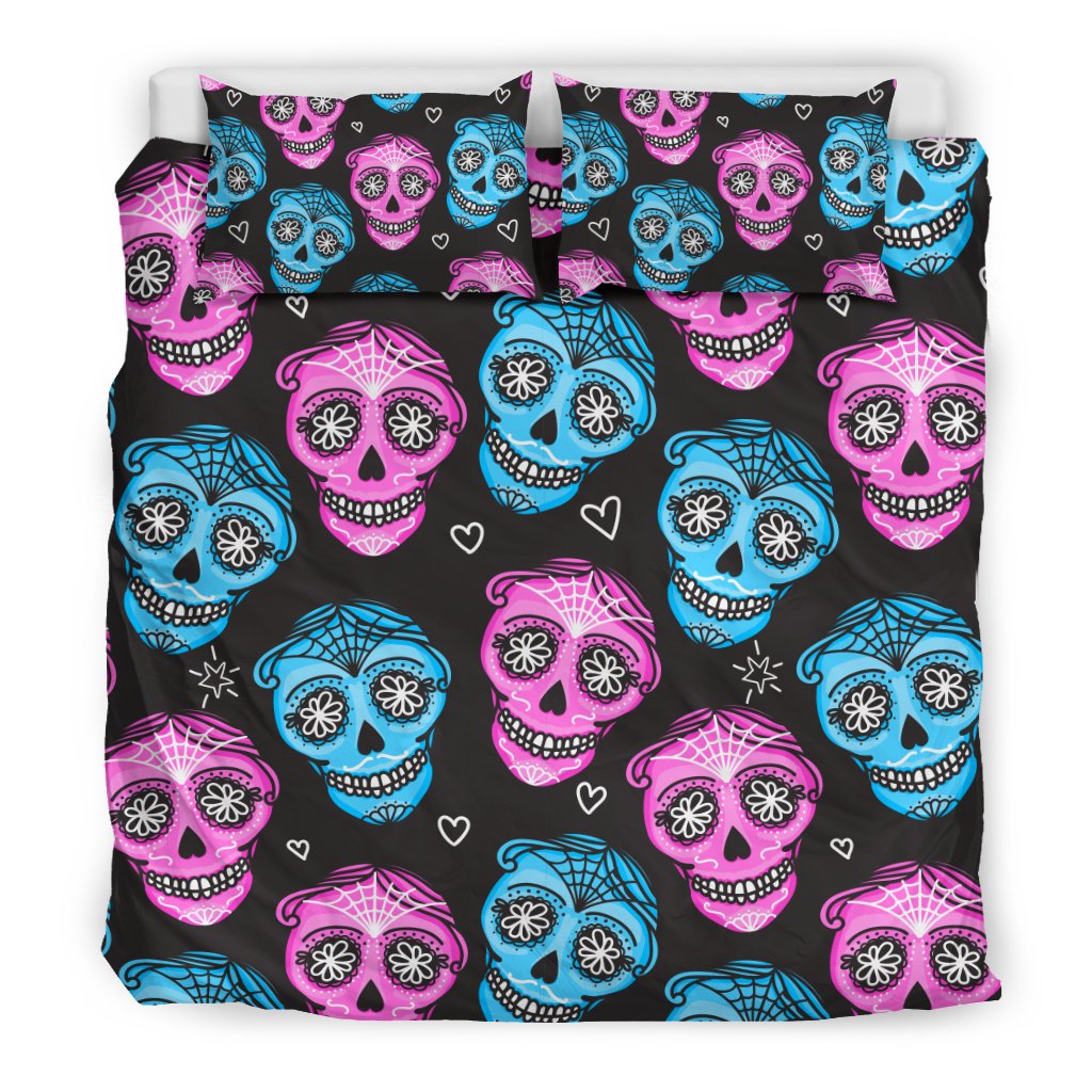 Day Of The Dead Skull Print Pattern Duvet Cover Bedding Set