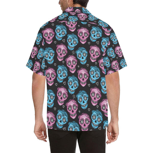 Day of the Dead Skull Print Pattern Men Aloha Hawaiian Shirt