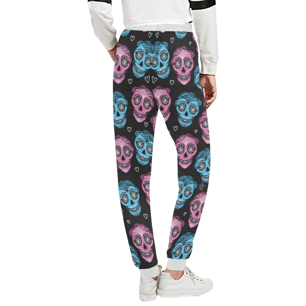 Day of the Dead Skull Print Pattern Unisex Casual Sweatpants (Model L11)-JTAMIGO.COM