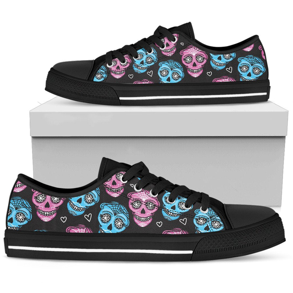 Day of the Dead Skull Print Pattern Women Low Top Shoes