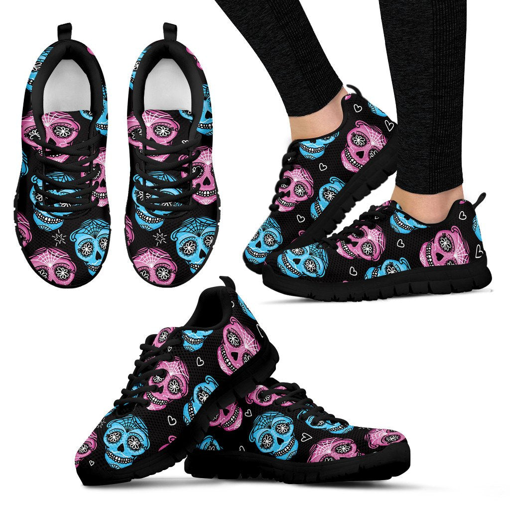 Day Of The Dead Skull Print Pattern Women Sneakers Shoes