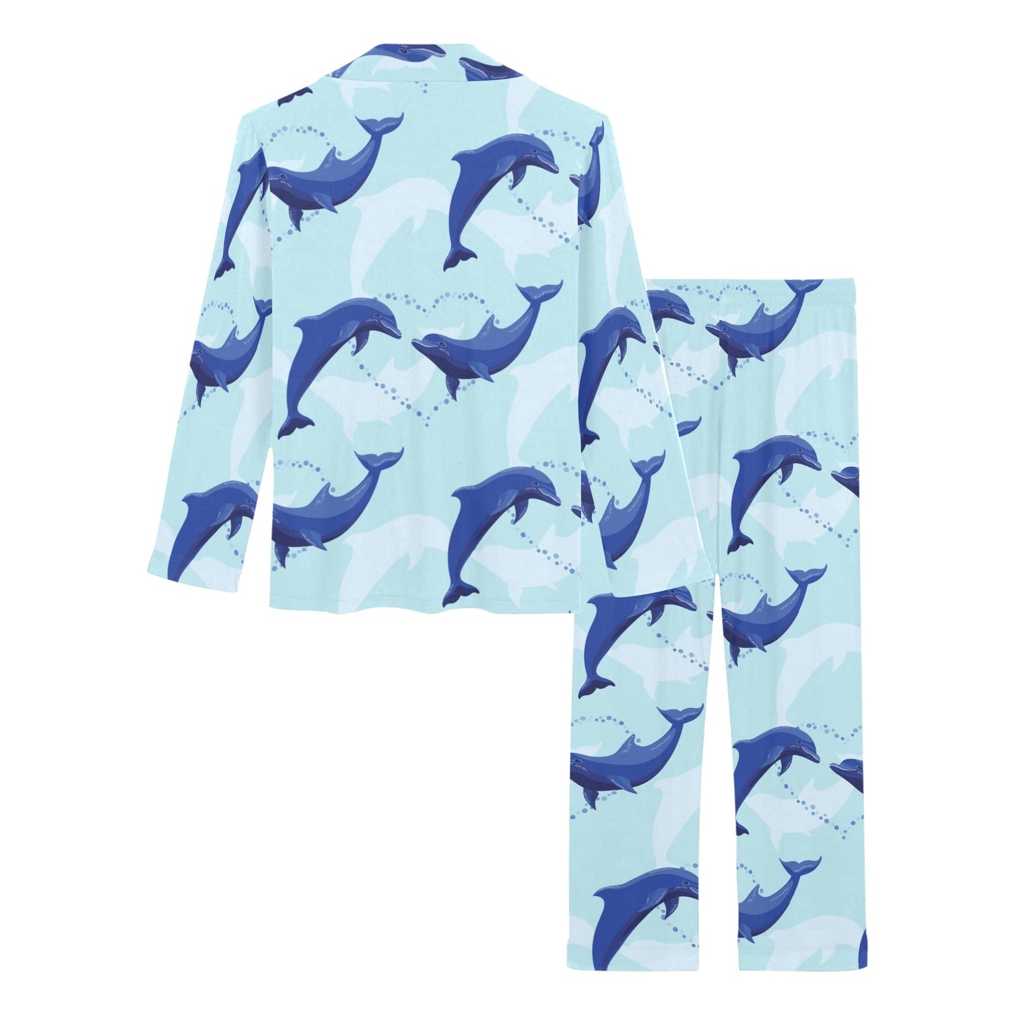 Dolphin Heart Pattern Women's Long Pajama Set