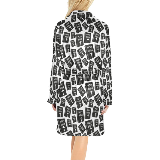 Christian Holy Bible Book Pattern Women's Fleece Robe