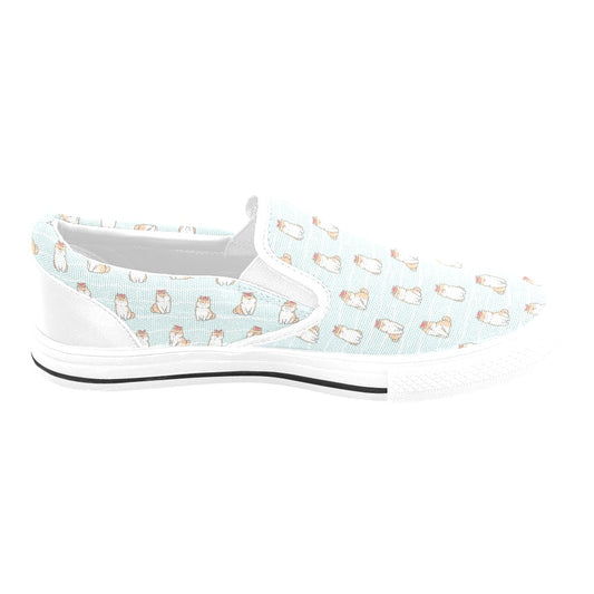 Shiba Inu Print Design LKS3011 White Slip Ons Canvas Women's Shoes