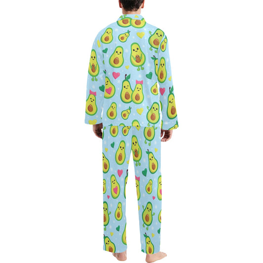 Avocado Pattern Print Design AC09 Men's Long Pajama Set