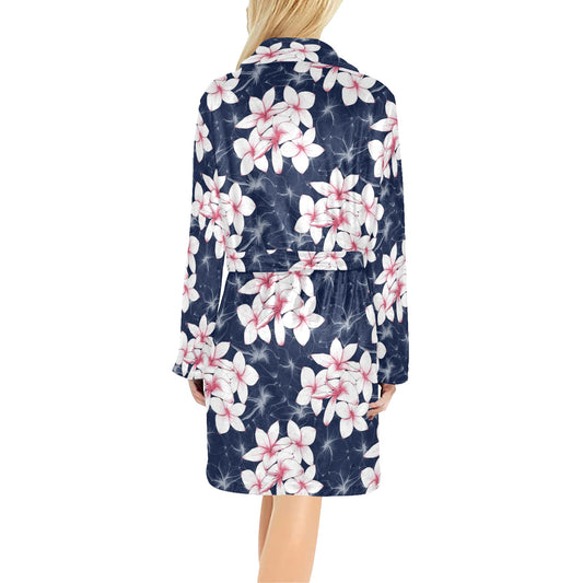 Plumeria Pattern Print Design PM017 Women's Fleece Robe