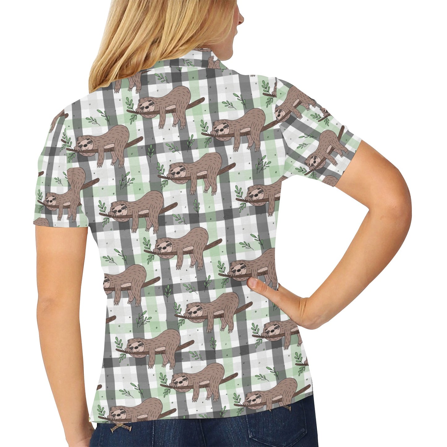 Sloth Print Design LKS301 Women's Polo Shirt