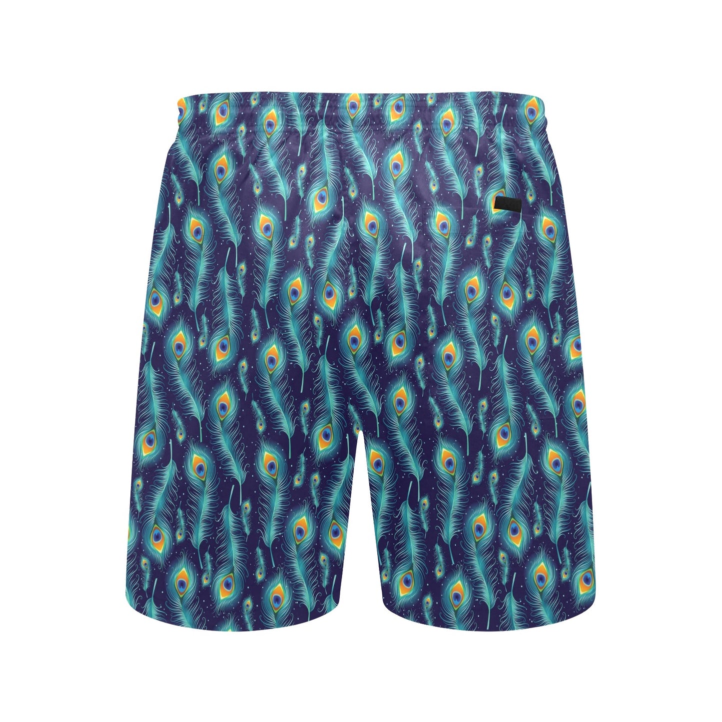 Peacock Feather Blue Design Print Men's Swim Trunks Beach Shorts