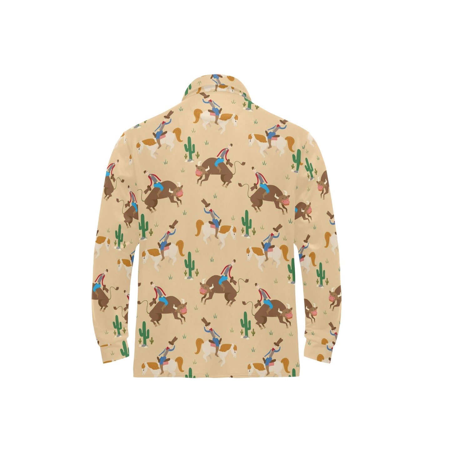 Rodeo Pattern Print Design A02 Long Sleeve Polo Shirt For Men's