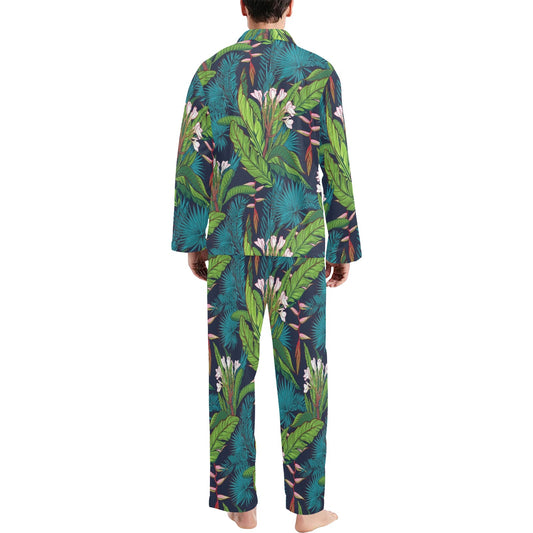 Rainforest Pattern Print Design RF01 Men's Long Pajama Set