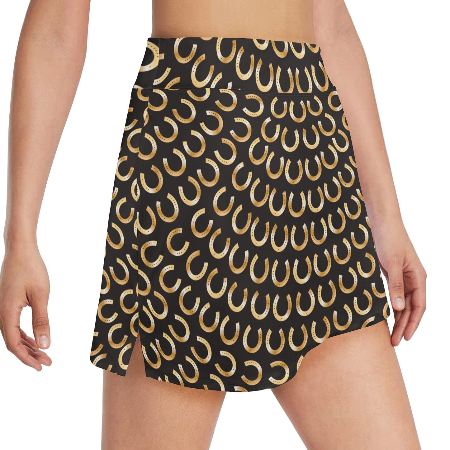 Horseshoe Print Design LKS304 Women's Golf Skirt with Pocket