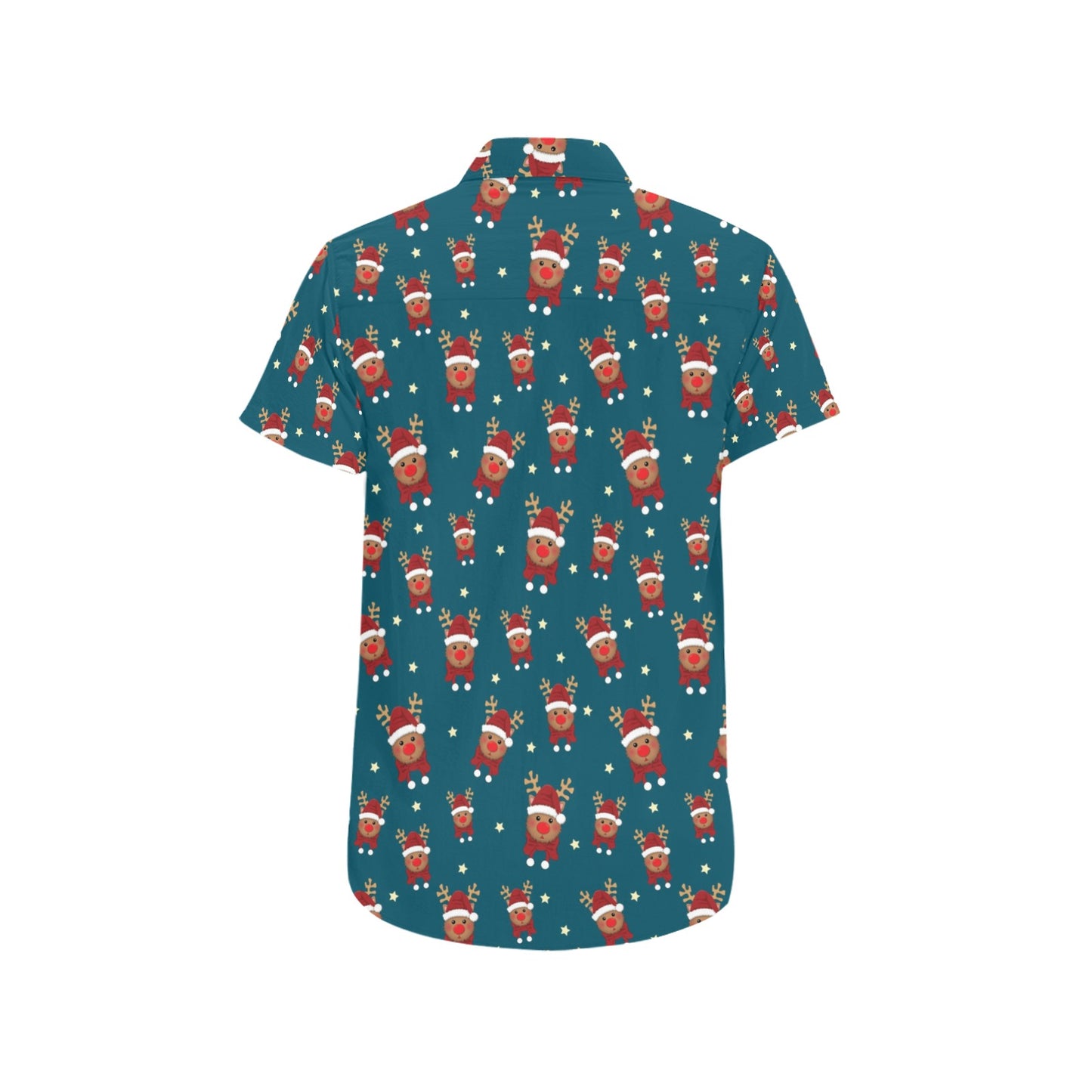 Reindeer Print Design LKS406 Men Short Sleeve Button Up Shirt