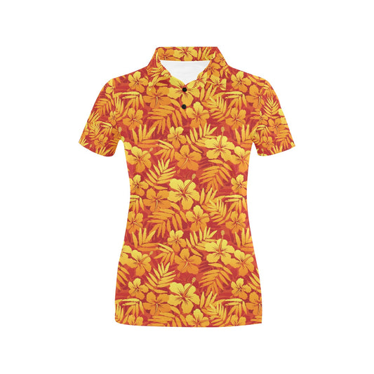 Hibiscus Summer Print Design LKS302 Women's Polo Shirt