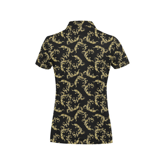 Baroque Golden Pattern Print Design 01 Women's Polo Shirt