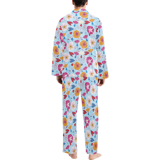 Morning Glory Pattern Print Design MG06 Men's Long Pajama Set