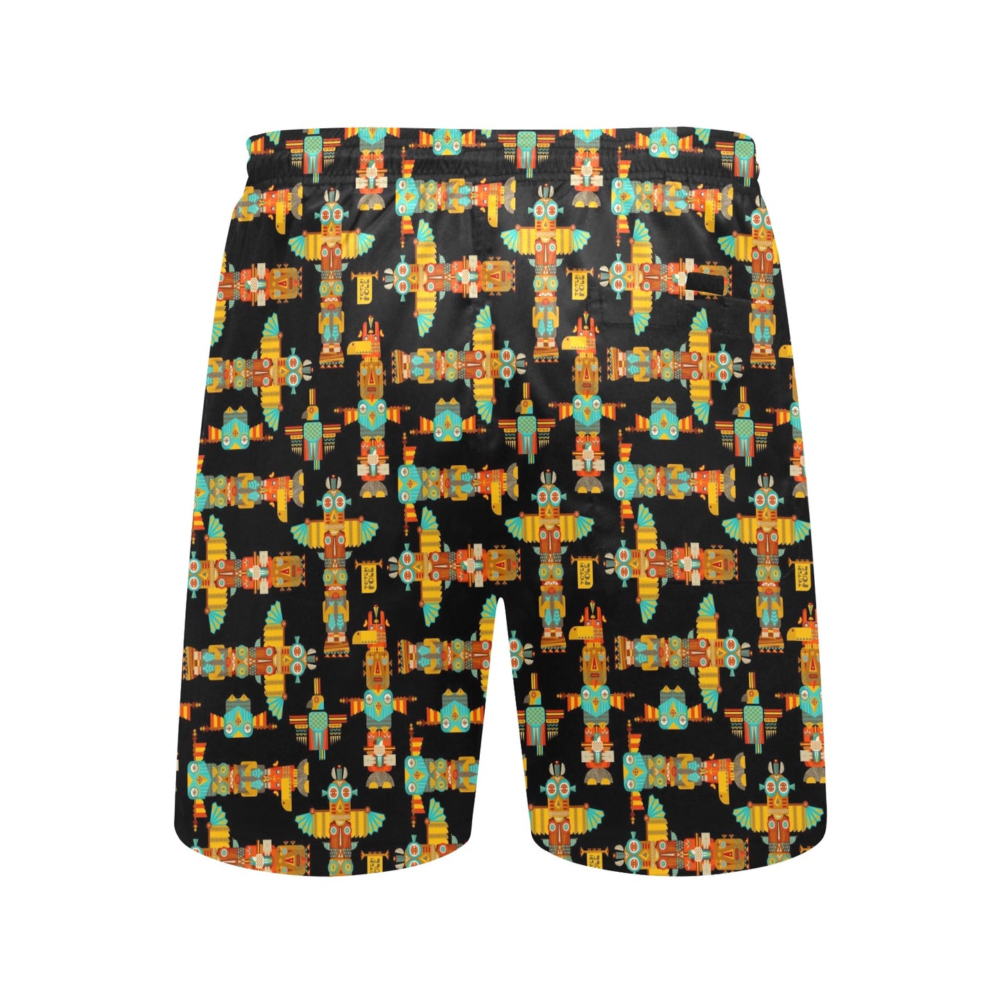 Totem Pole Cartoon Print Men's Swim Trunks Beach Shorts