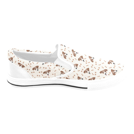 Russell Terriers Paw Print Design LKS303 White Slip Ons Canvas Women's Shoes