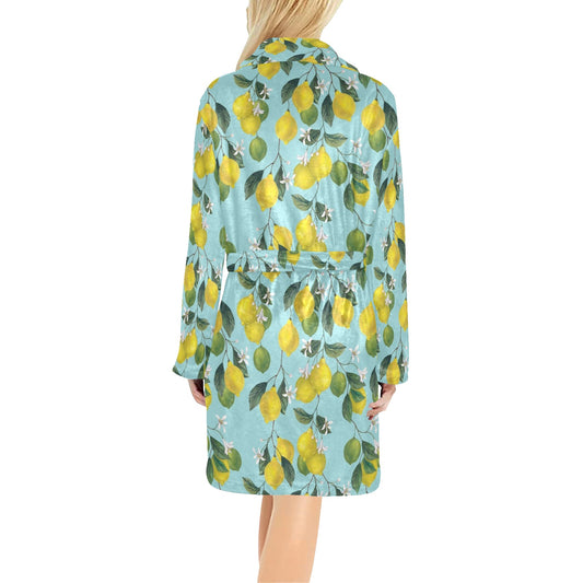 Lemon Pattern Print Design LM05 Women's Fleece Robe