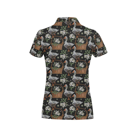 Goose Print Design LKS406 Women's Polo Shirt