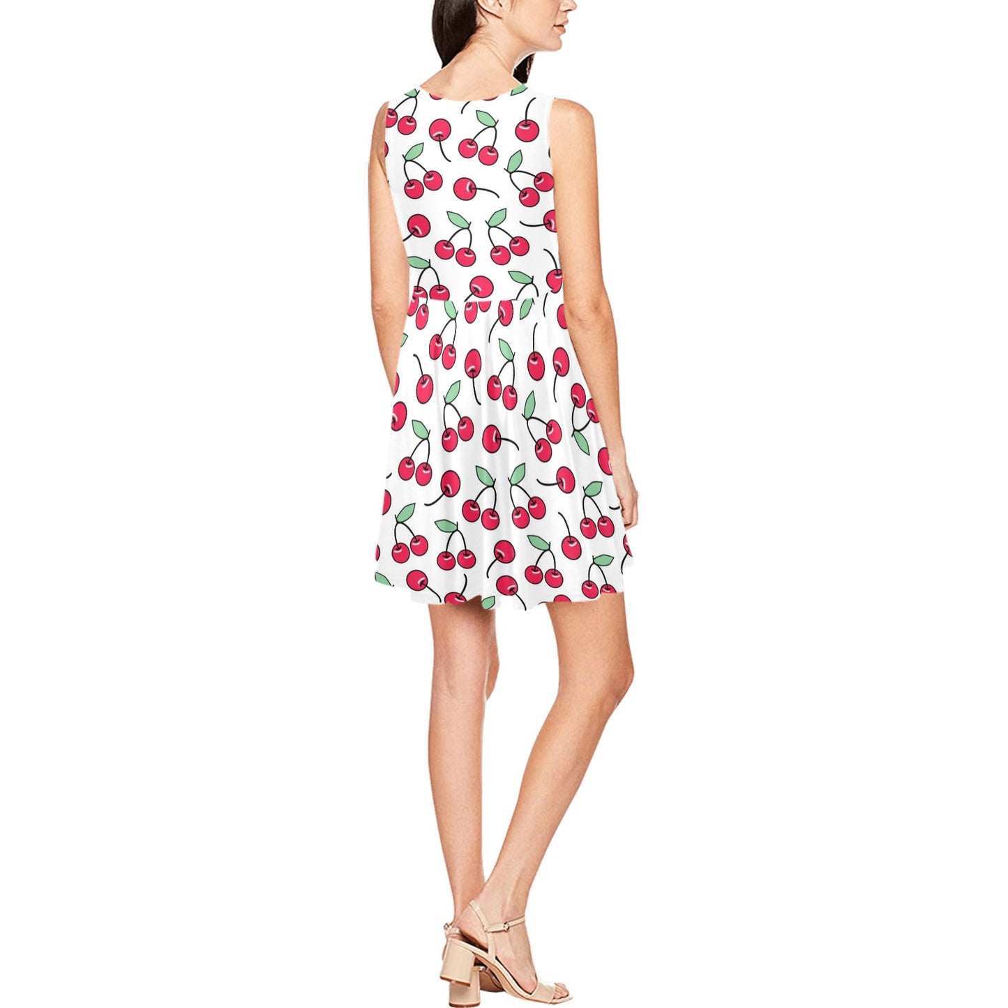 Cherry Pattern Print Design 03 Sleeveless Dress