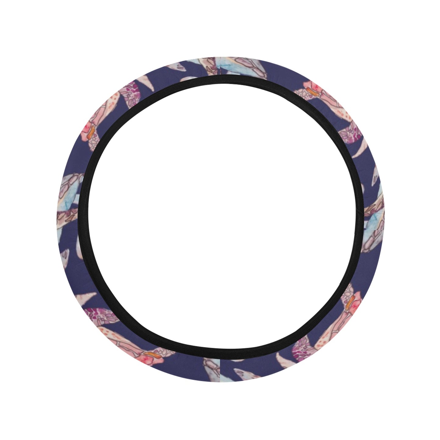 Sea Turtle With Jelly Fish Print Design LKS301 Steering Wheel Cover with Elastic Edge
