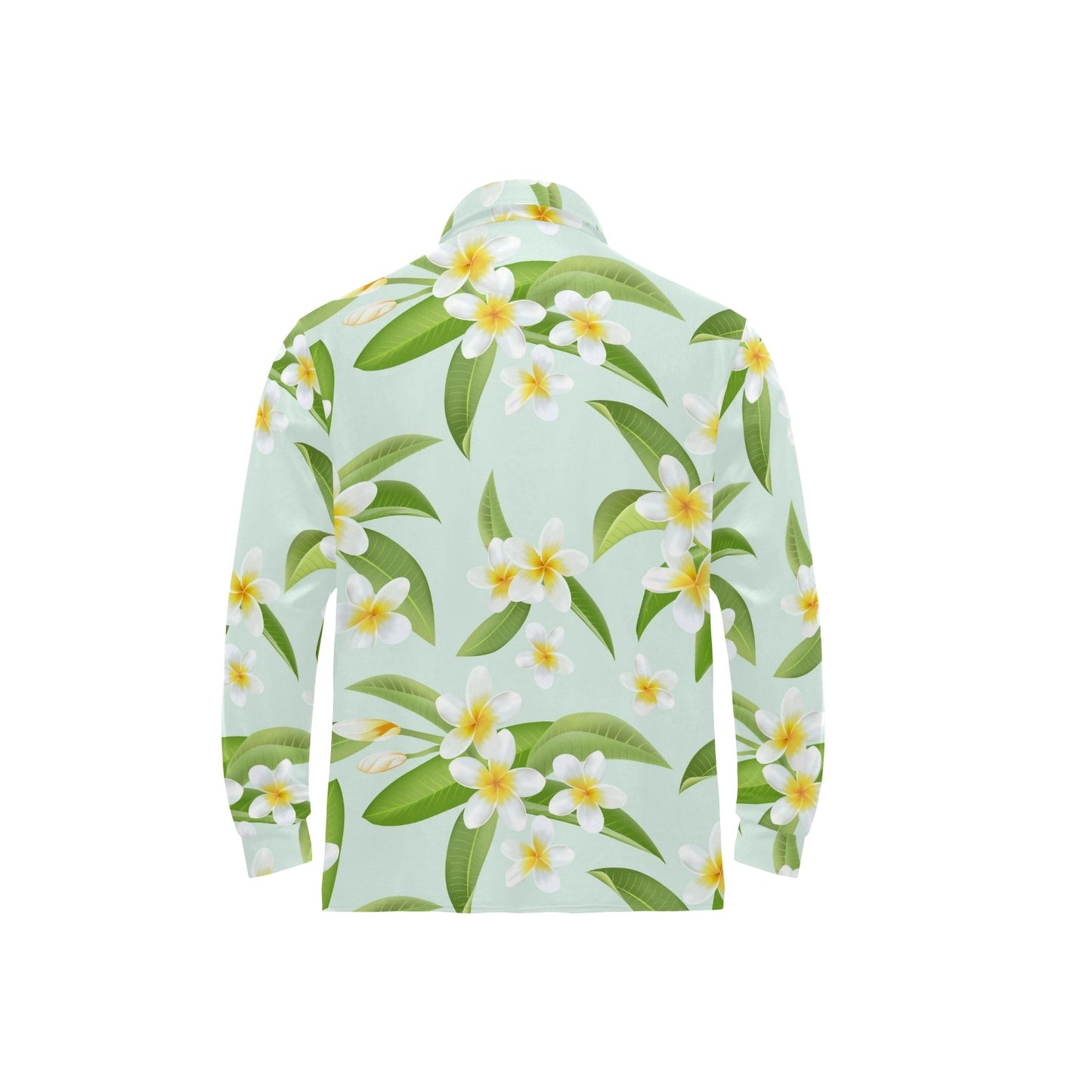 Yellow Plumeria Pattern Print Design PM024 Long Sleeve Polo Shirt For Men's