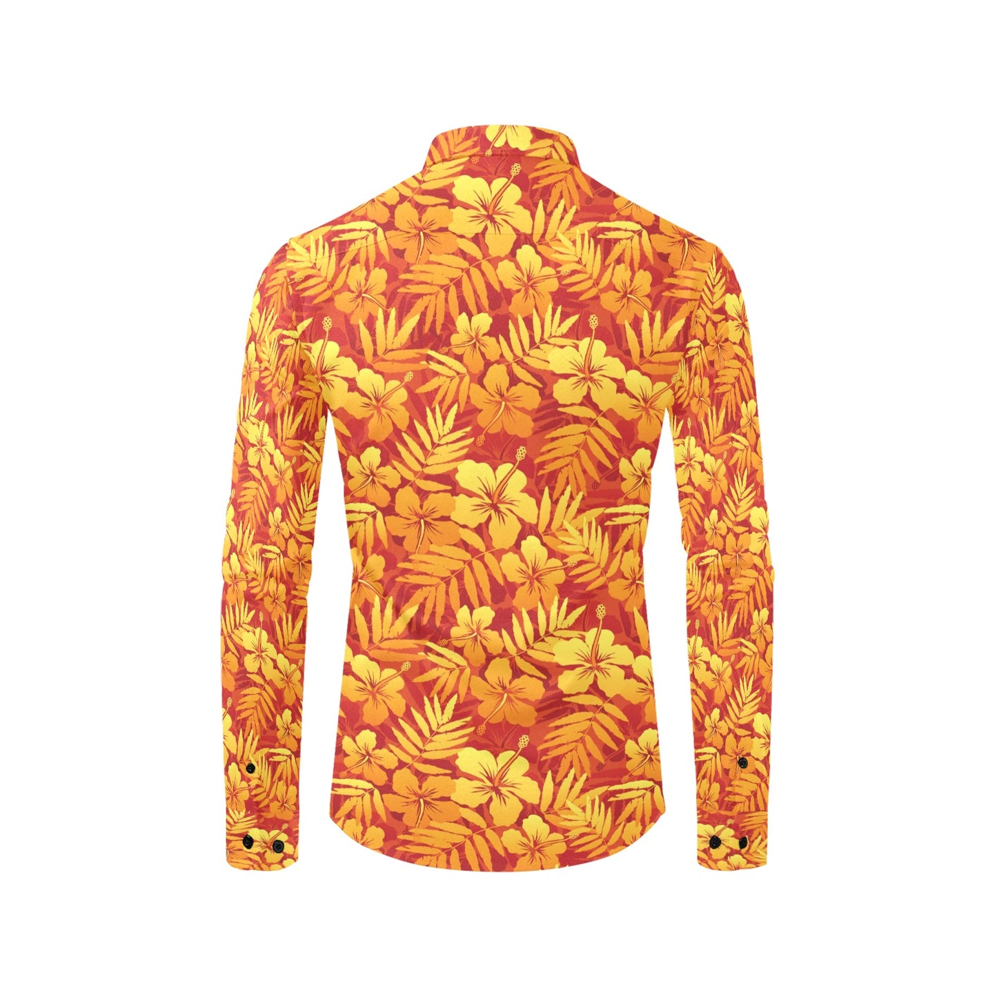 Hibiscus Summer Print Design LKS302 Men's Long Sleeve Dress Shirt
