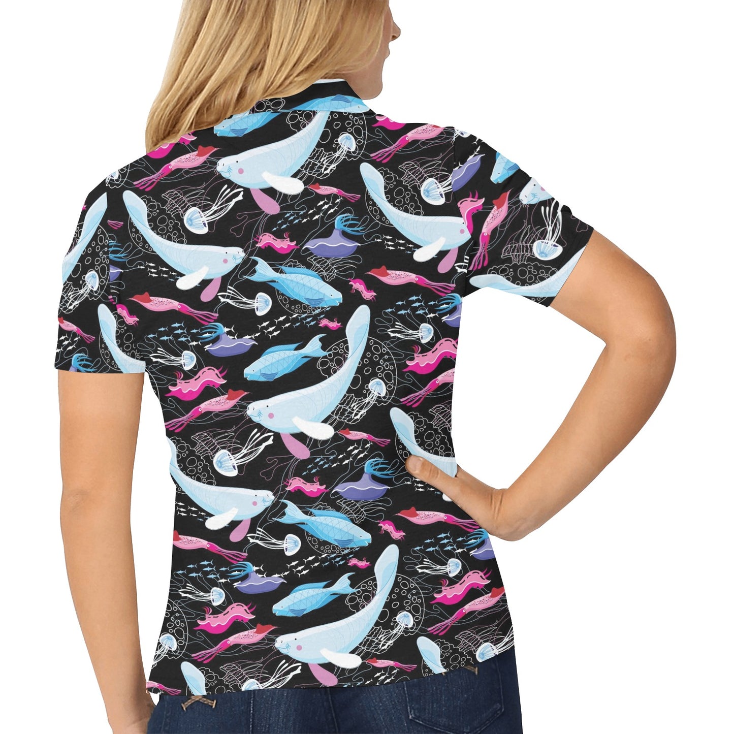 Manatee Pattern Print Design 01 Women's Polo Shirt