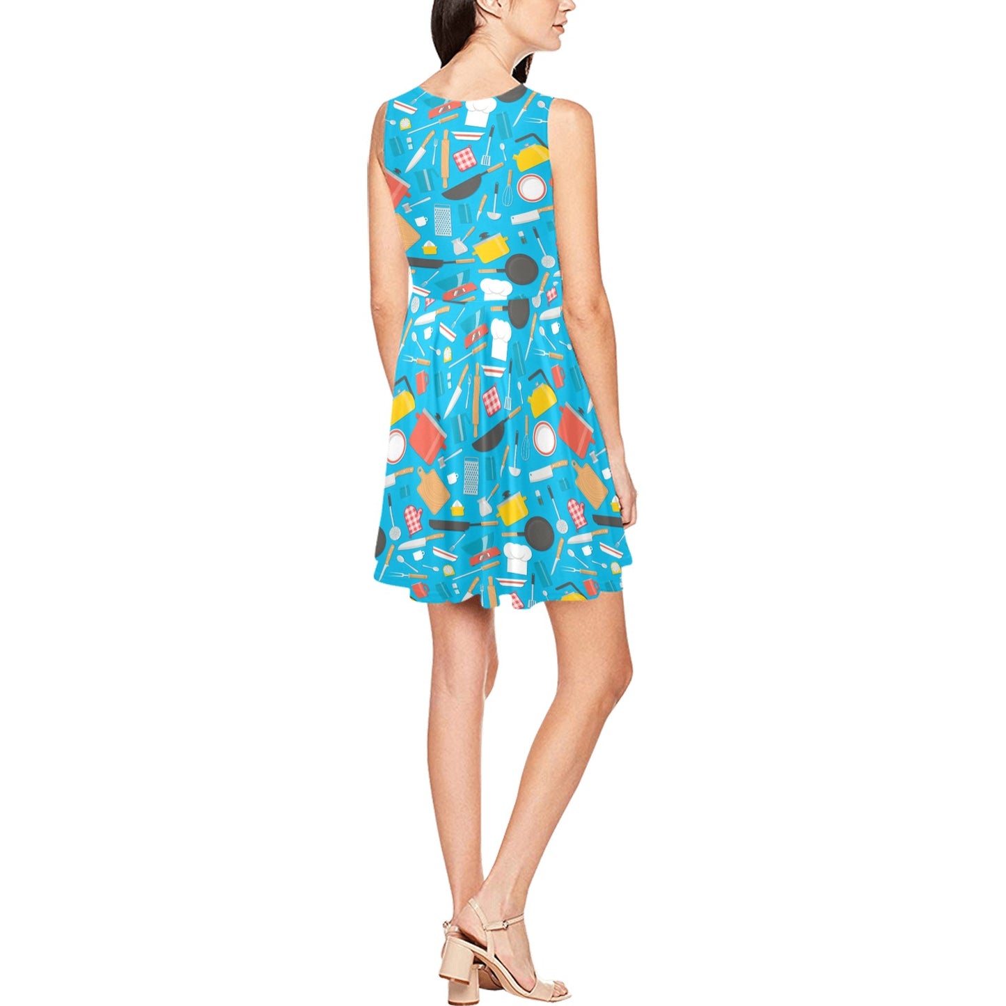 Cooking Kitchen Tools Pattern Print Design 03 Sleeveless Dress