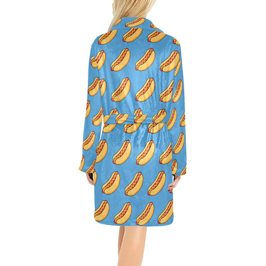 Hot Dog Pattern Print Design 02 Women's Fleece Robe
