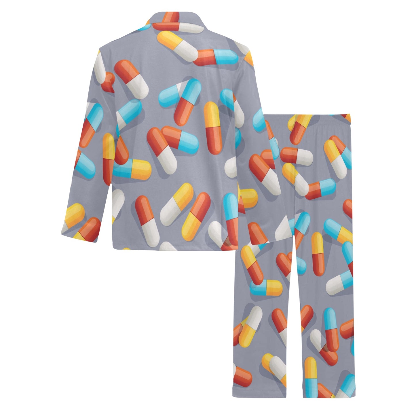 Pill Pattern Print Design A01 Men's Long Pajama Set