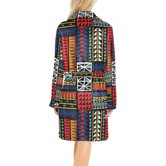 Kente Pattern Print Design 02 Women's Fleece Robe