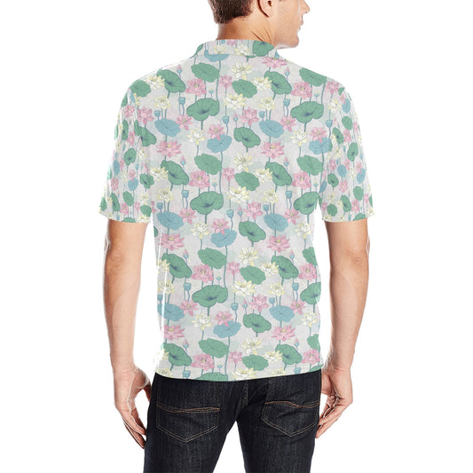 Water Lily Print Design LKS305 Men Polo Shirt