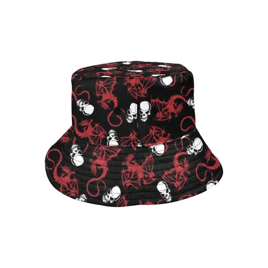 Skull With Red Dragon Print Design LKS304 Unisex Bucket Hat