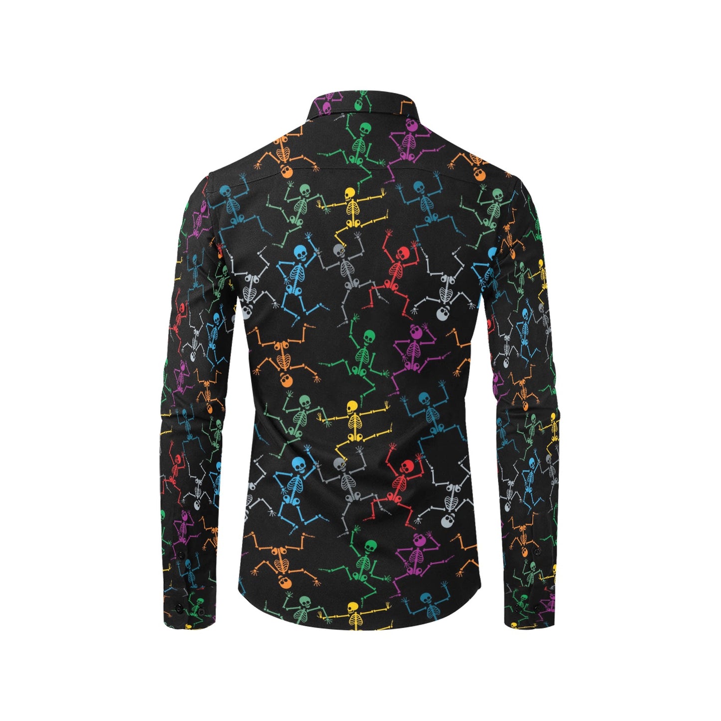 Skeleton Colorful Print Design LKS302 Men's Long Sleeve Dress Shirt