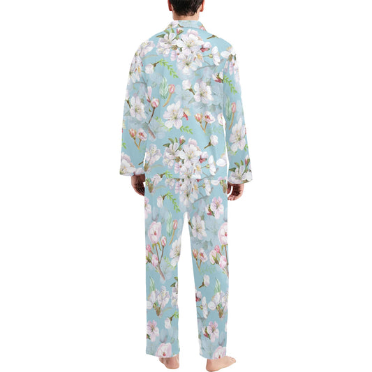 Apple blossom Pattern Print Design AB06 Men's Long Pajama Set