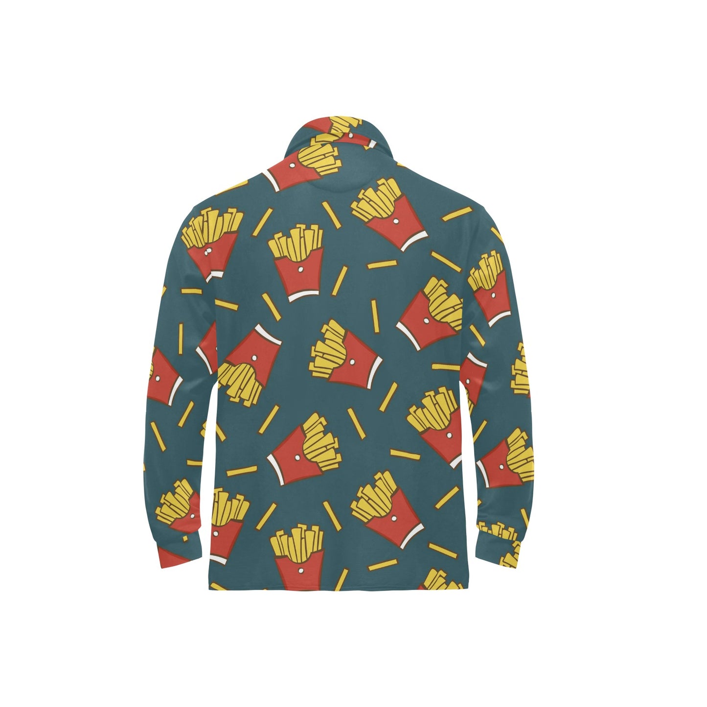 French Fried Pattern Print Design 04 Long Sleeve Polo Shirt For Men's