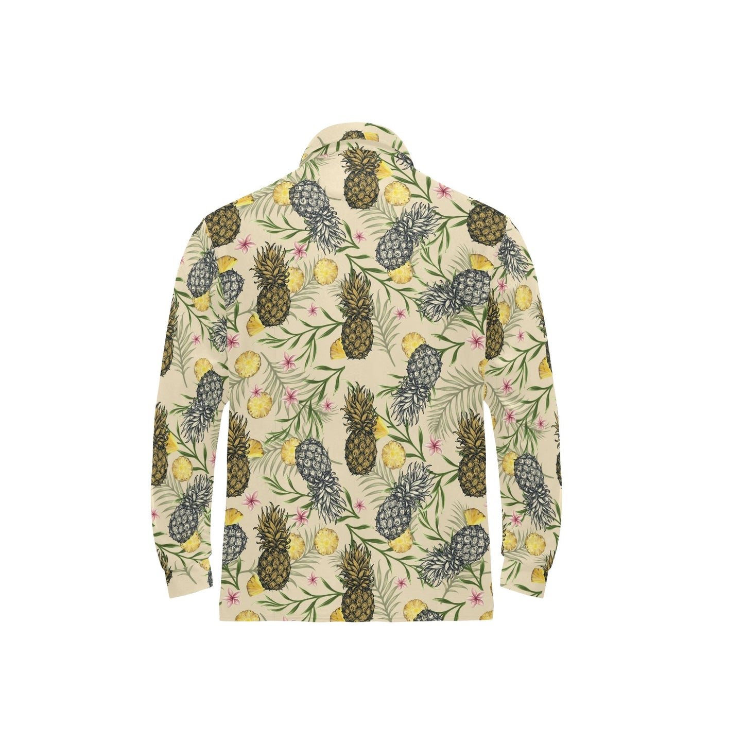 Pineapple Pattern Print Design PP012 Long Sleeve Polo Shirt For Men's
