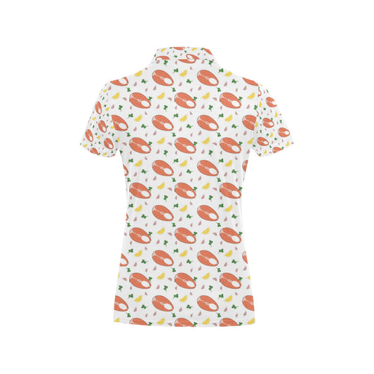 Salmon Steak Print Design LKS303 Women's Polo Shirt