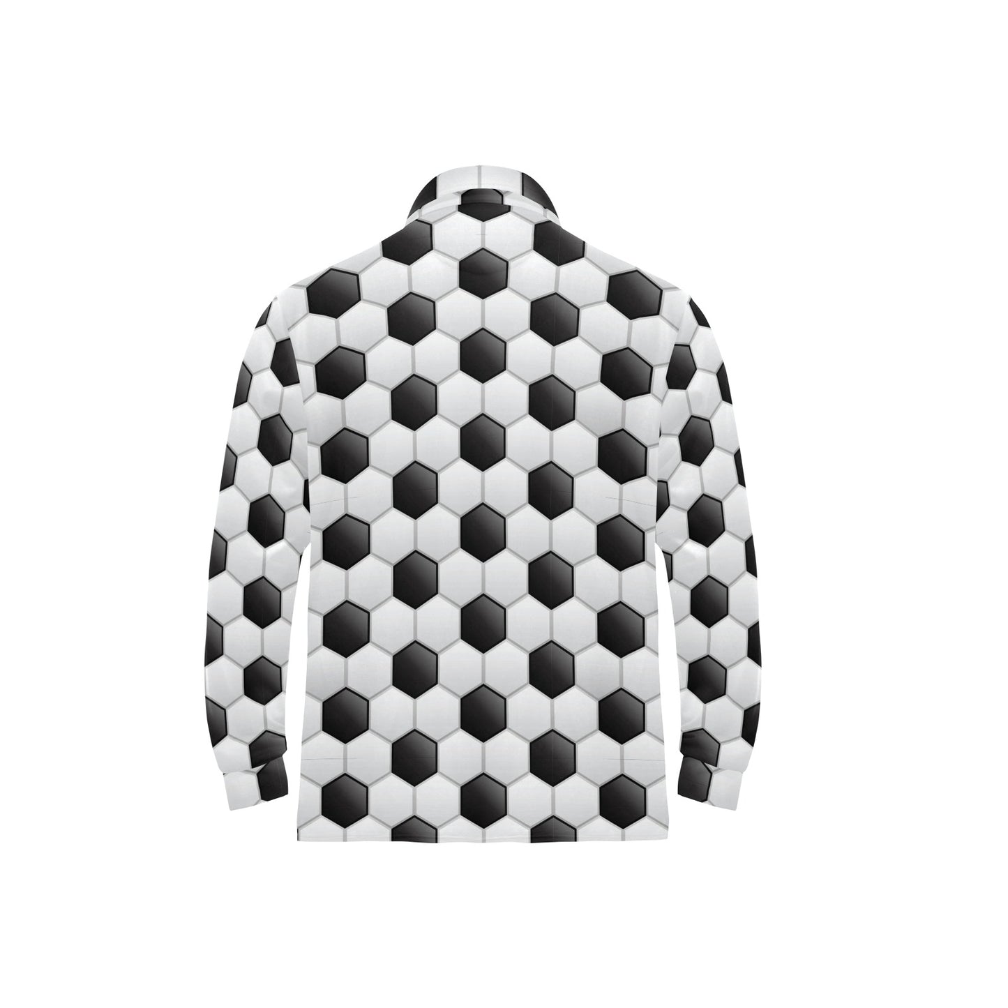 Soccer Ball Texture Print Pattern Long Sleeve Polo Shirt For Men's