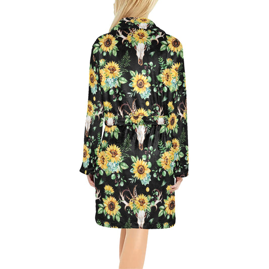 Sunflower Pattern Print Design SF08 Women's Fleece Robe