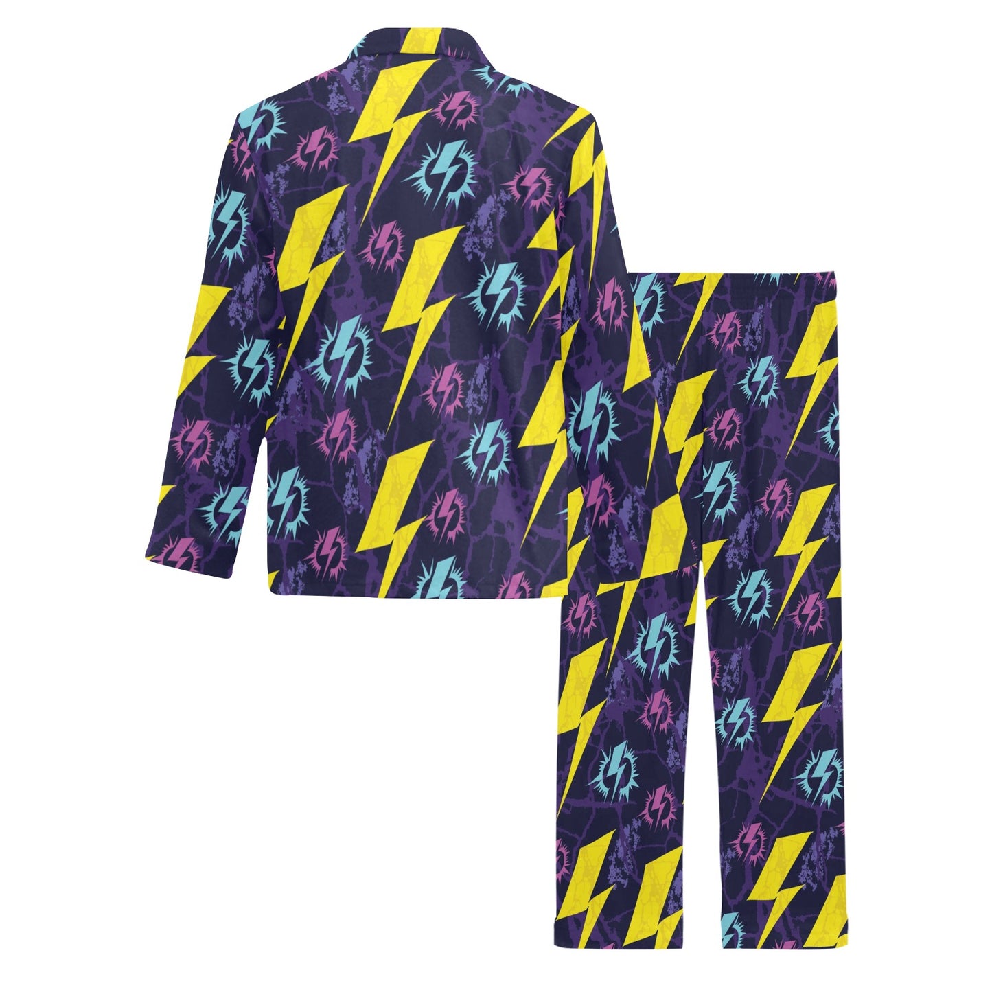 Lightning Thunder Pattern Print Design 01 Men's Long Pajama Set