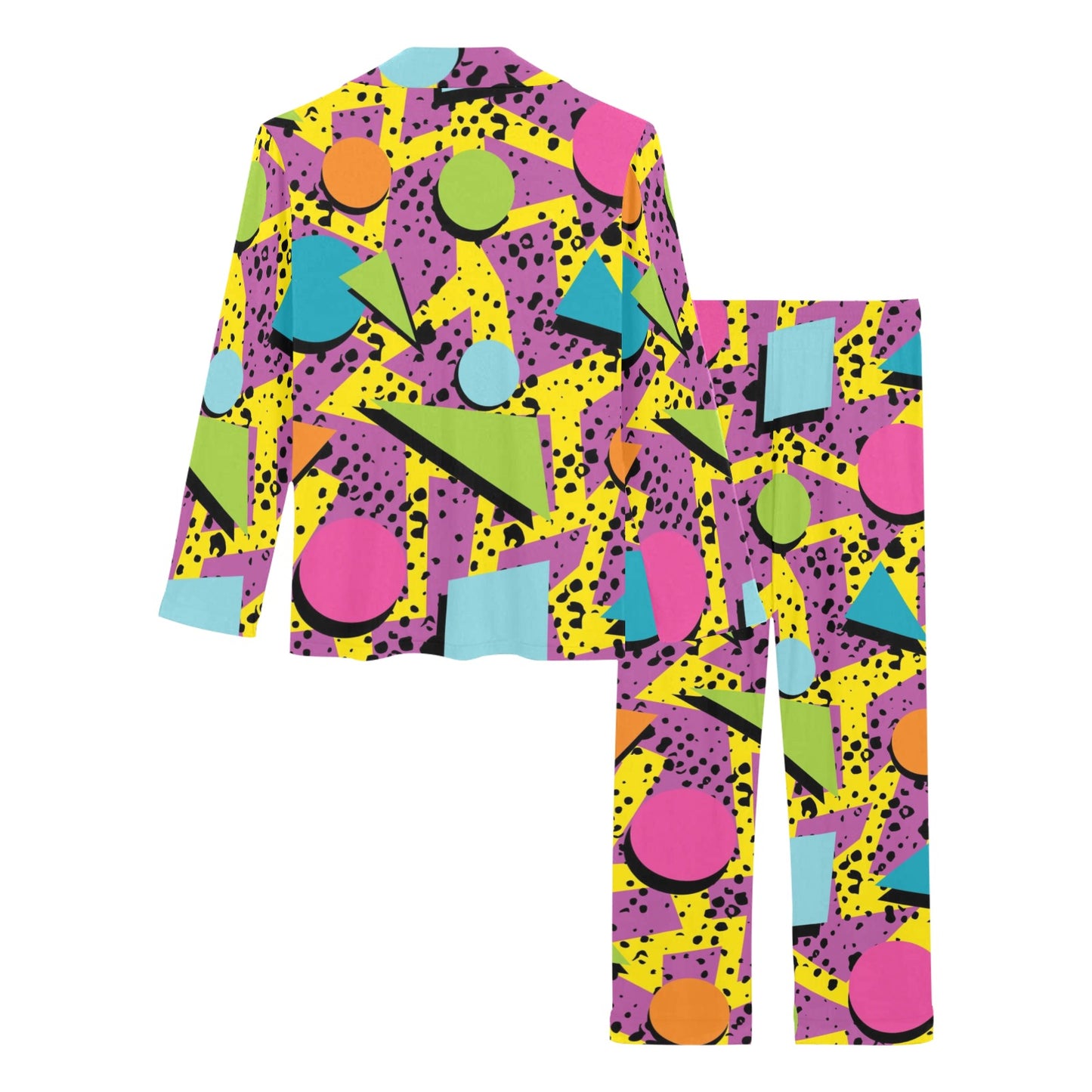 80s Pattern Print Design 1 Women's Long Pajama Set