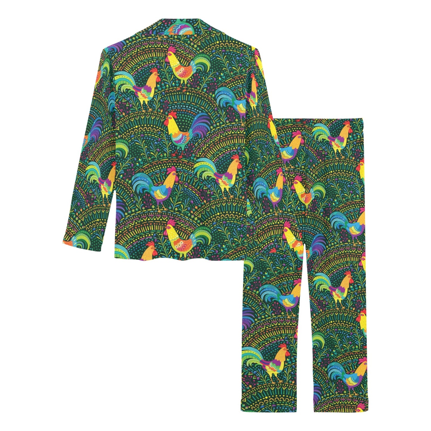 Rooster Pattern Print Design A01 Women's Long Pajama Set